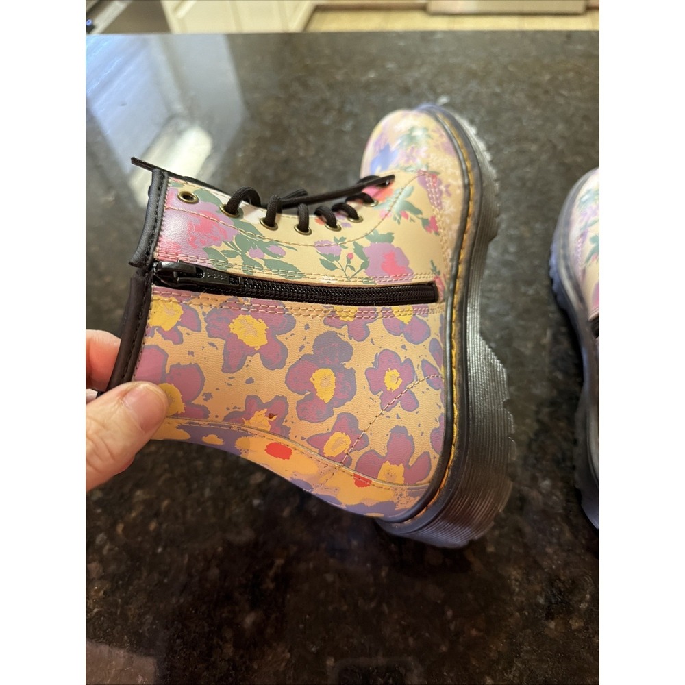 Doc Martens Floral Combat Boots Airwalk Womens Sz 5 Flowers‎ Zipper Goth 90s Y2K - Picture 4 of 7